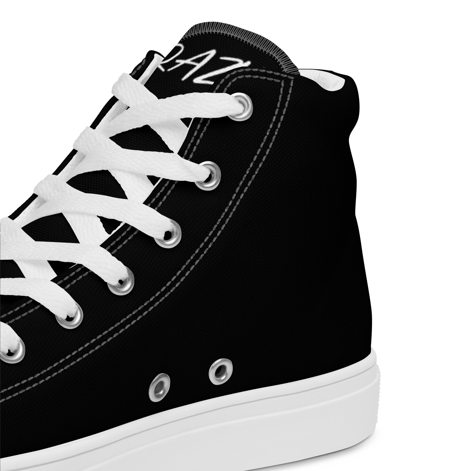 "SAY MY NAME" men's high-top black canvas sneakers