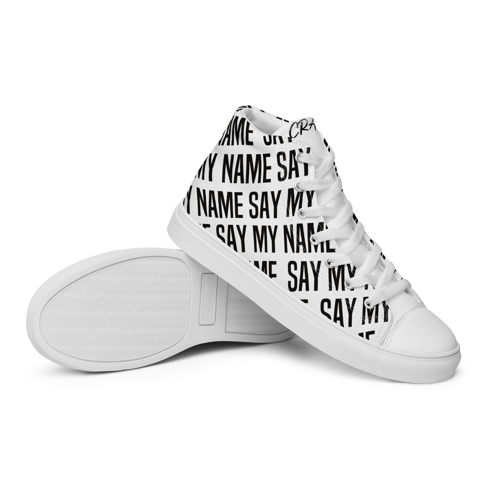 "SAY MY NAME" men's high canvas sneakers Multi black