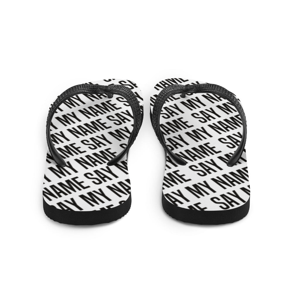 Witte Unisex "SAY MY NAME" flip flop