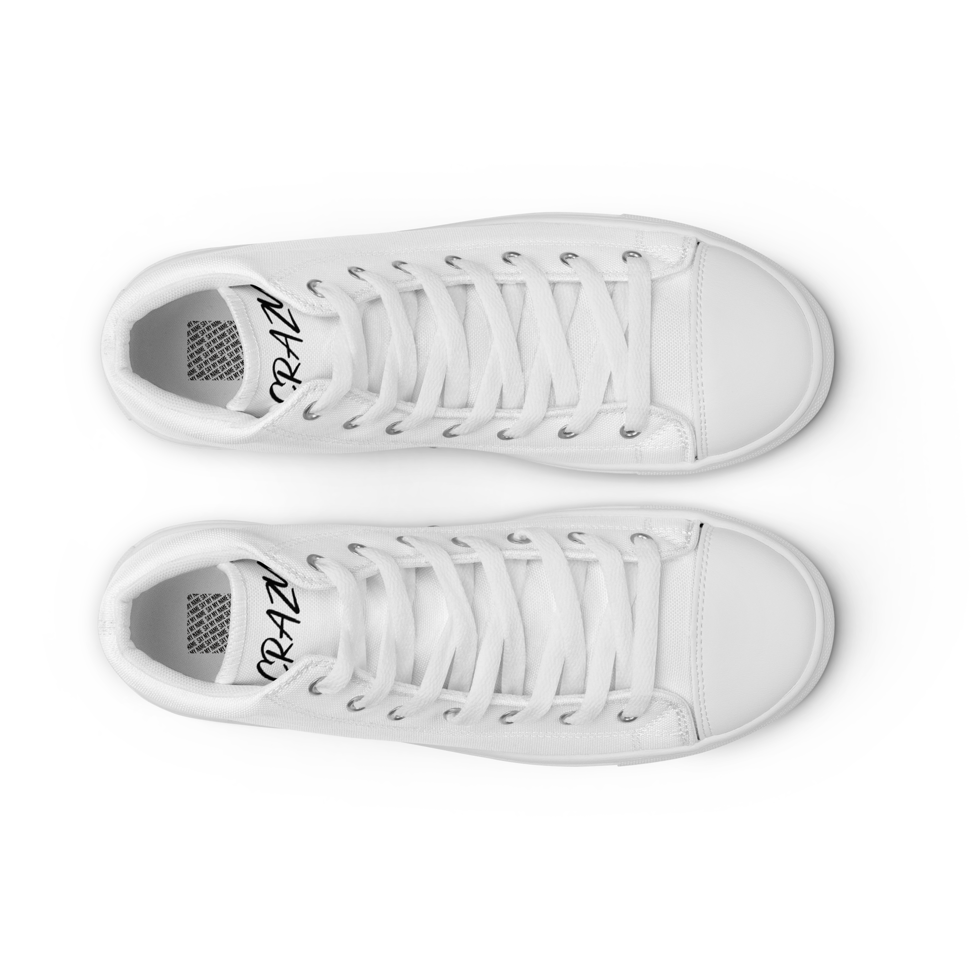 "SAY MY NAME" women's high white canvas sneakers