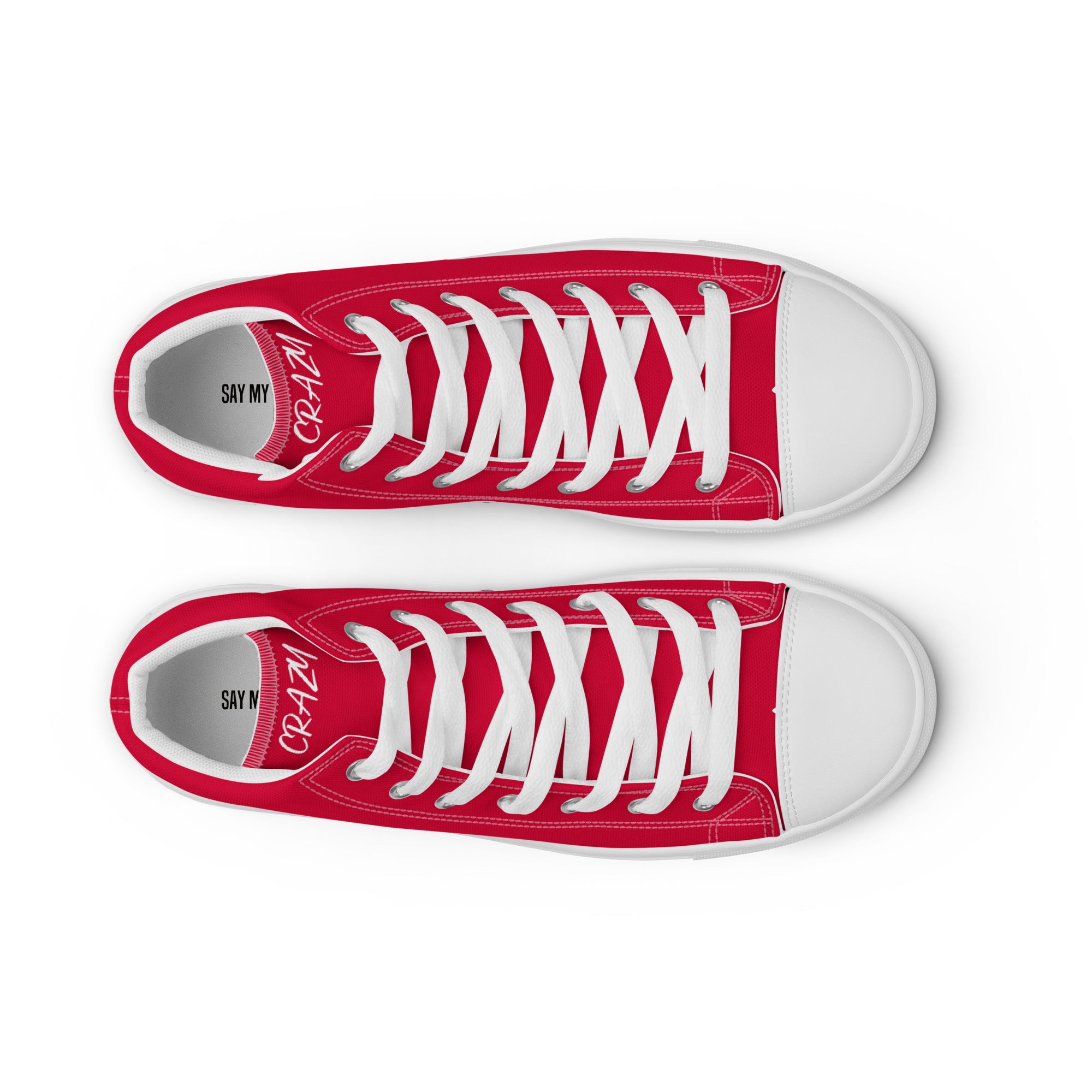 "SAY MY NAME" women's high red canvas sneakers