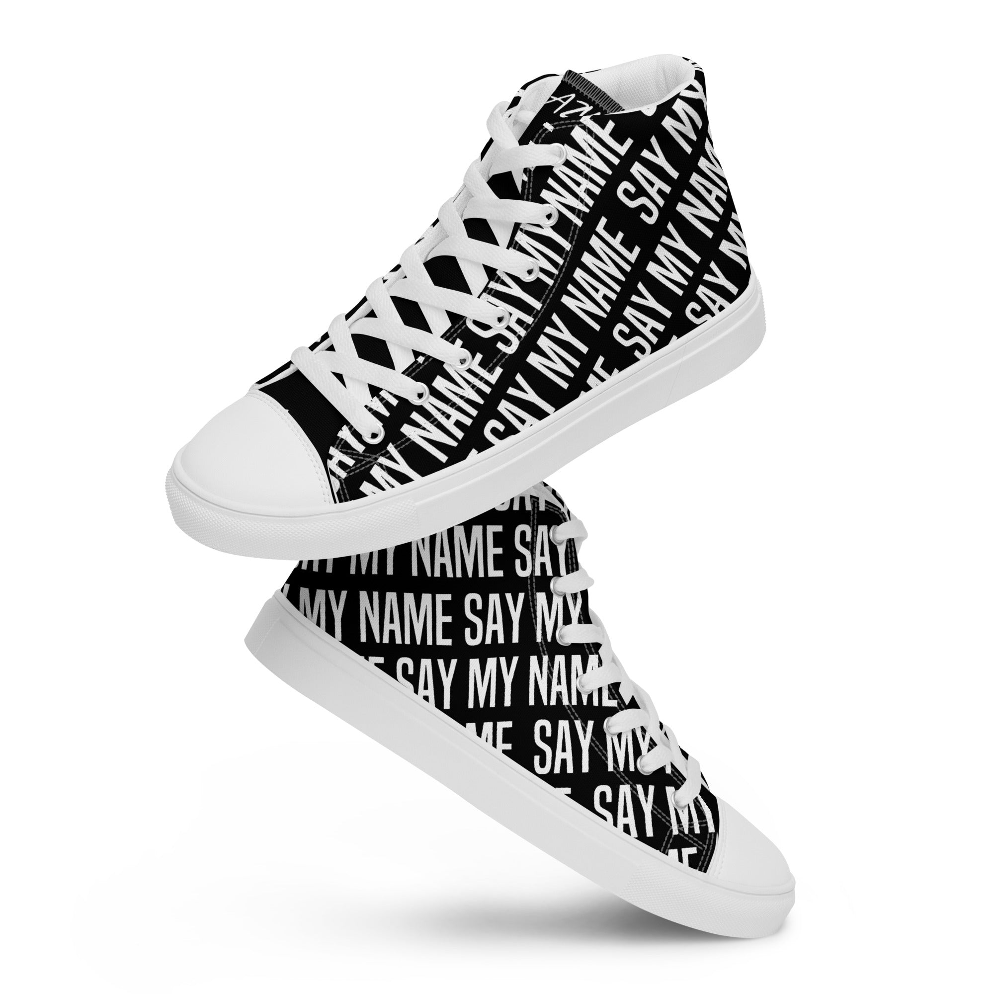 "SAY MY NAME" women's high black canvas sneakers multi