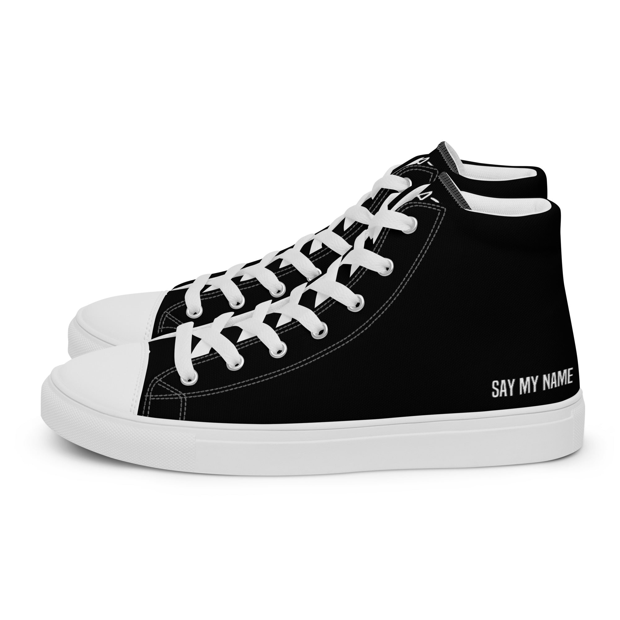 "SAY MY NAME" women's high black canvas sneakers