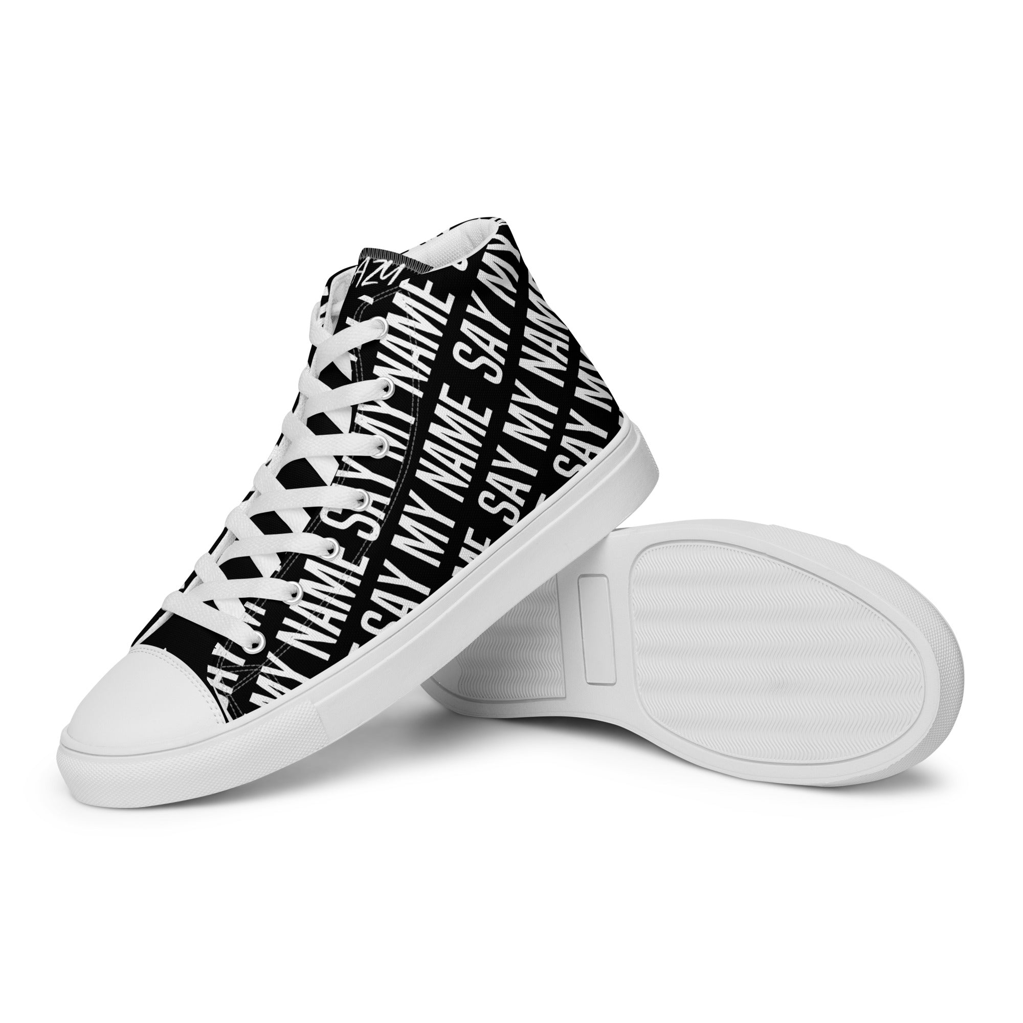 "SAY MY NAME" women's high black canvas sneakers multi