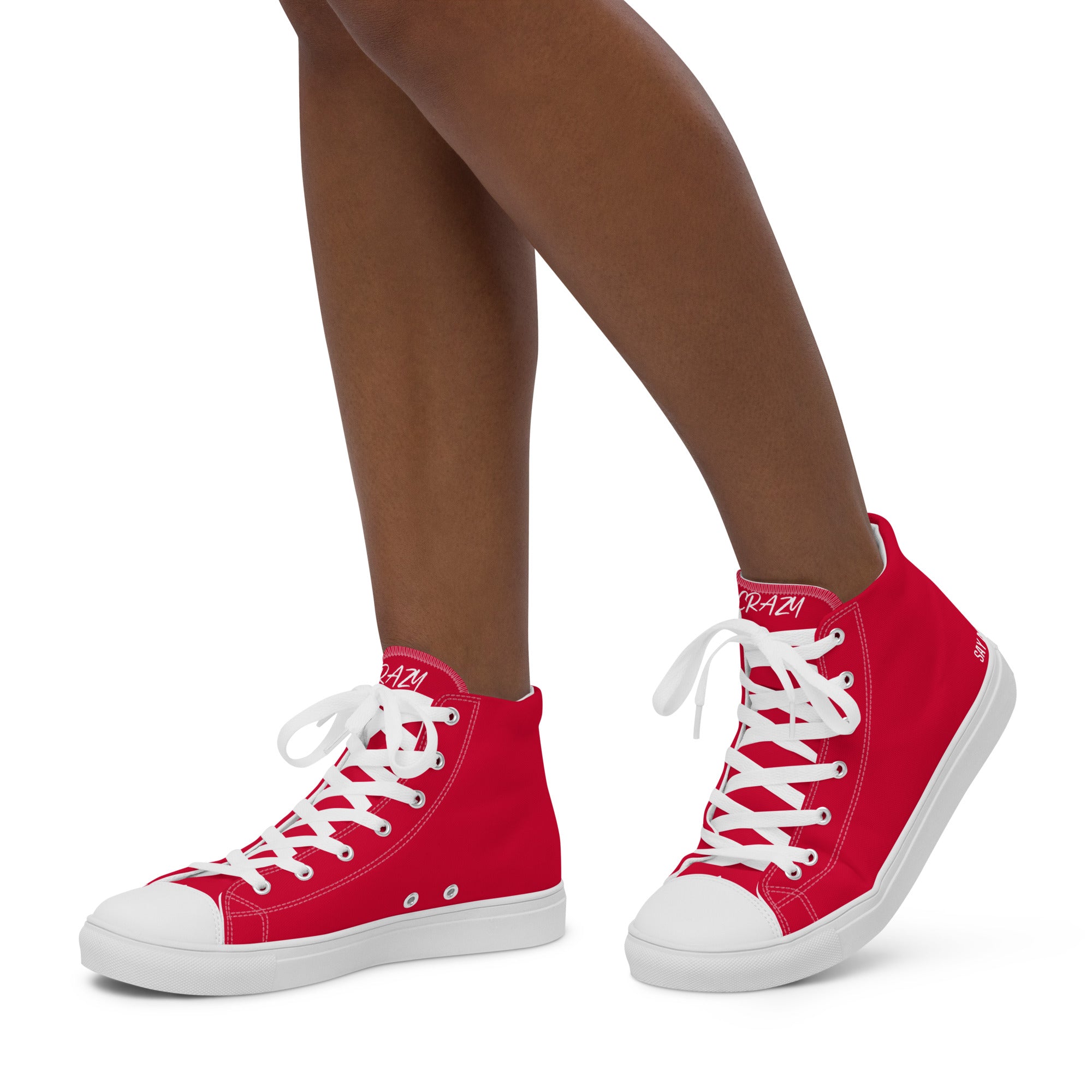 "SAY MY NAME" women's high red canvas sneakers