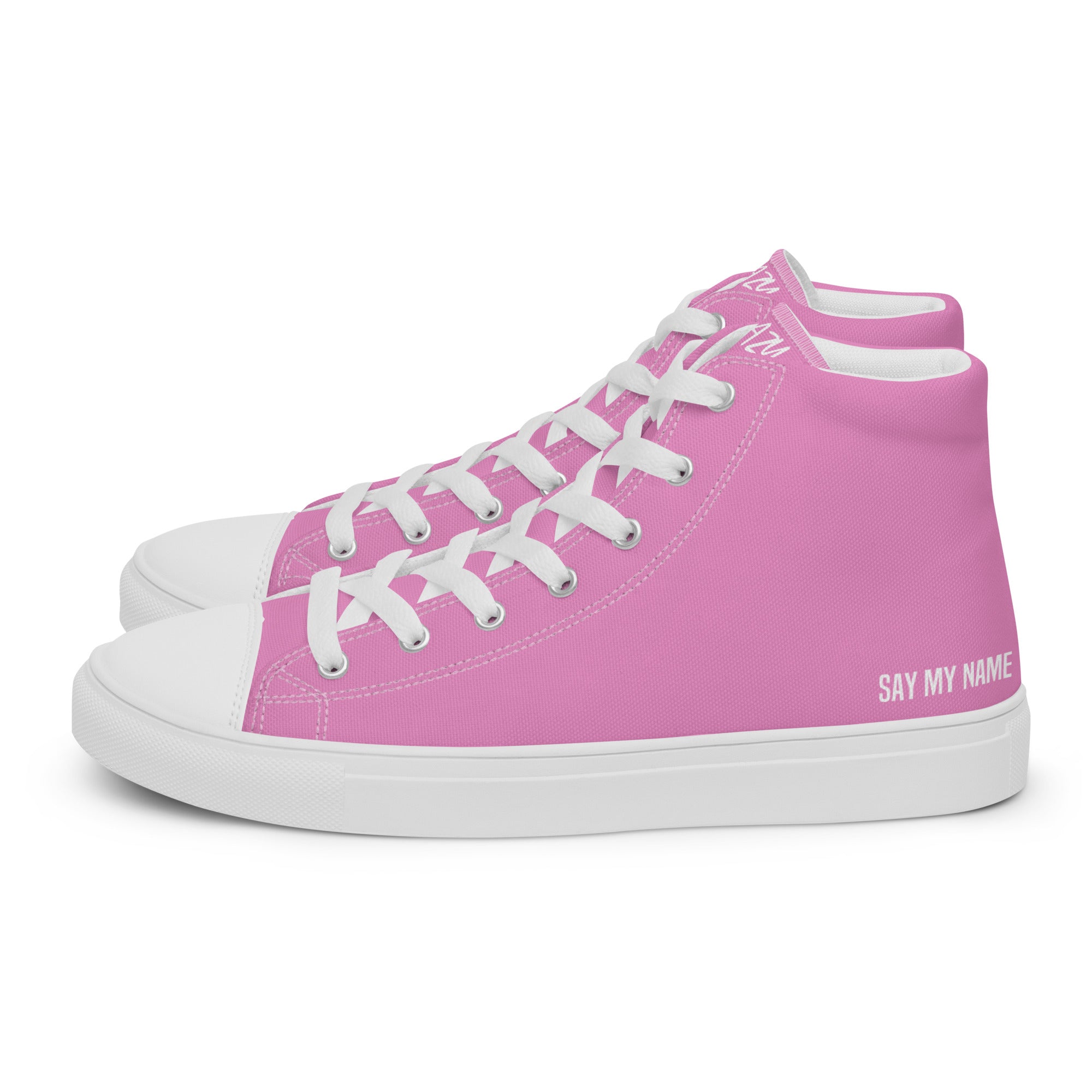 "SAY MY NAME" women's high-top pink canvas sneakers