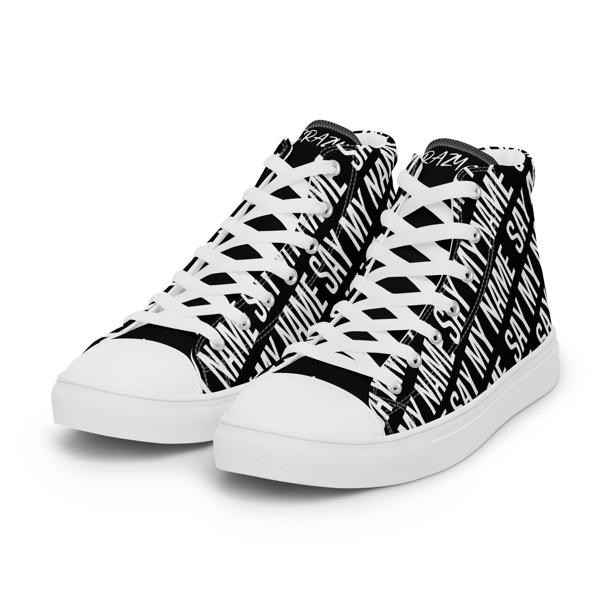 "SAY MY NAME" women's high black canvas sneakers multi