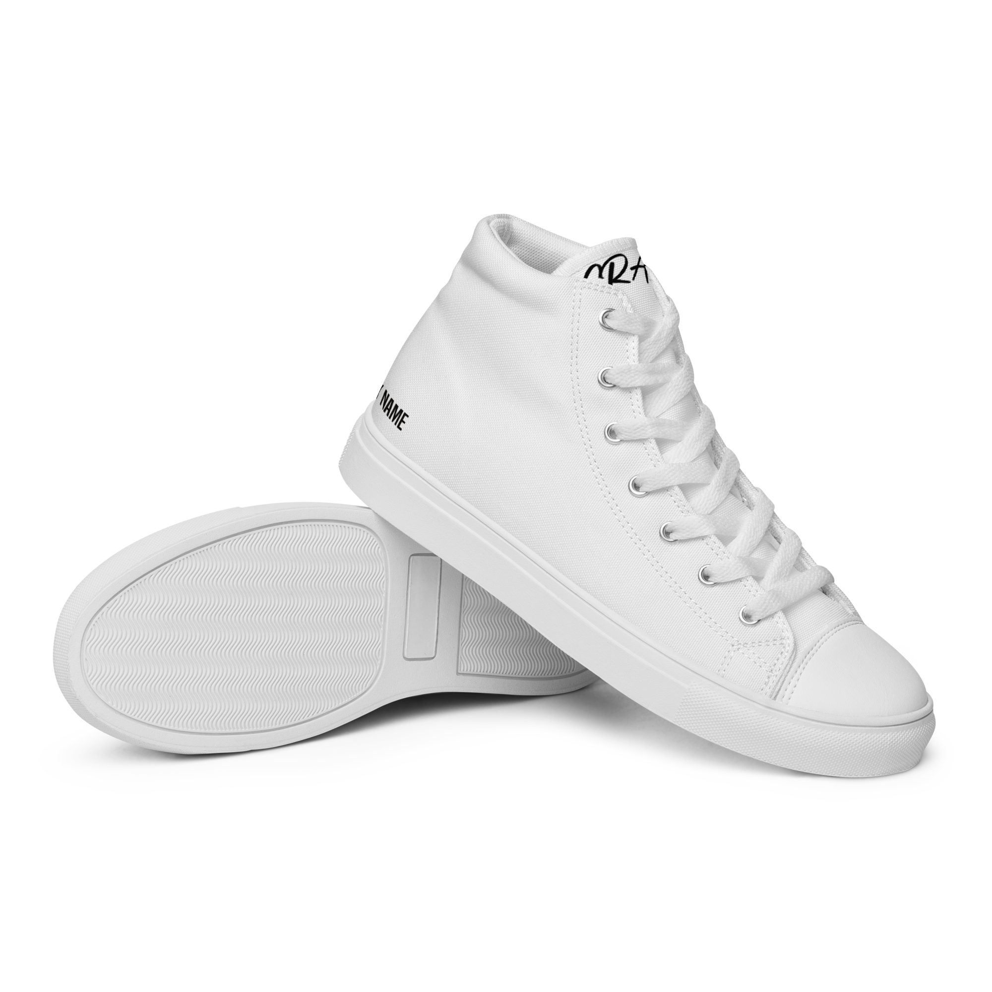 "SAY MY NAME" women's high white canvas sneakers