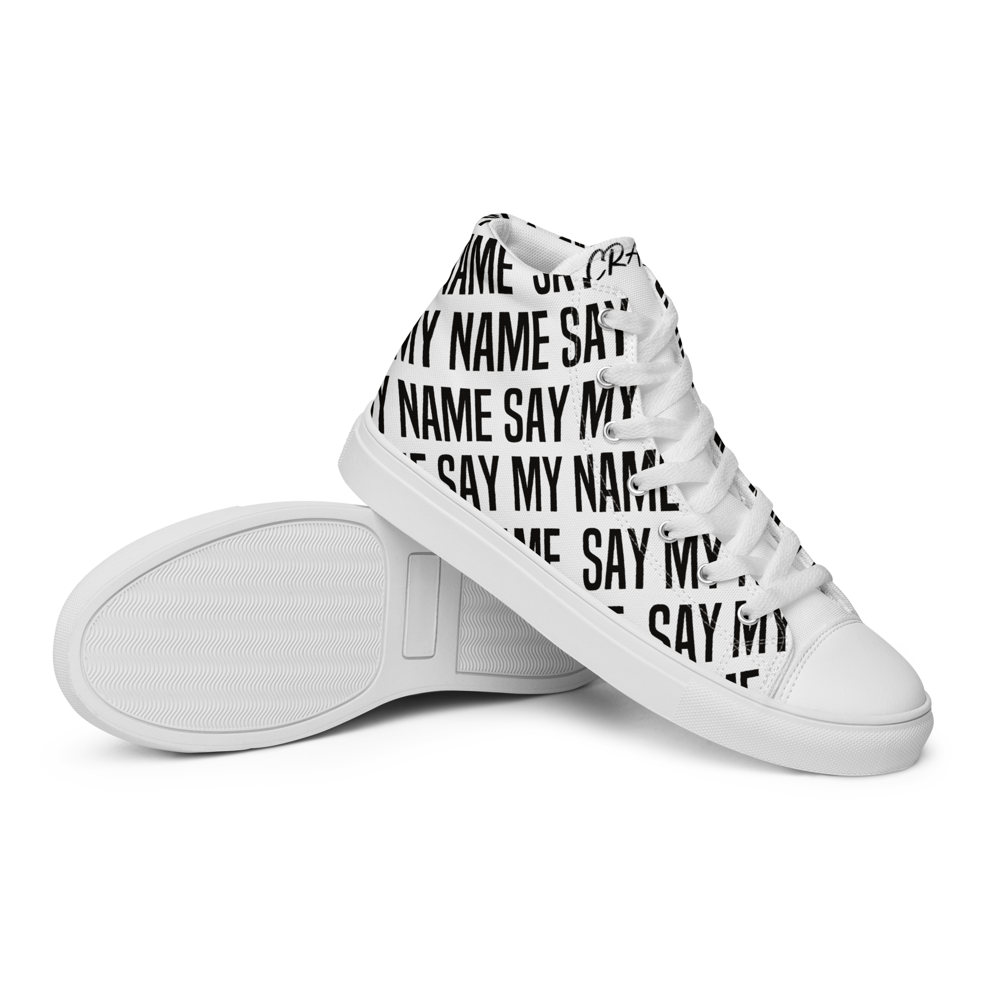 Baskets hautes blanches en toile femme "SAY MY NAME" Multi