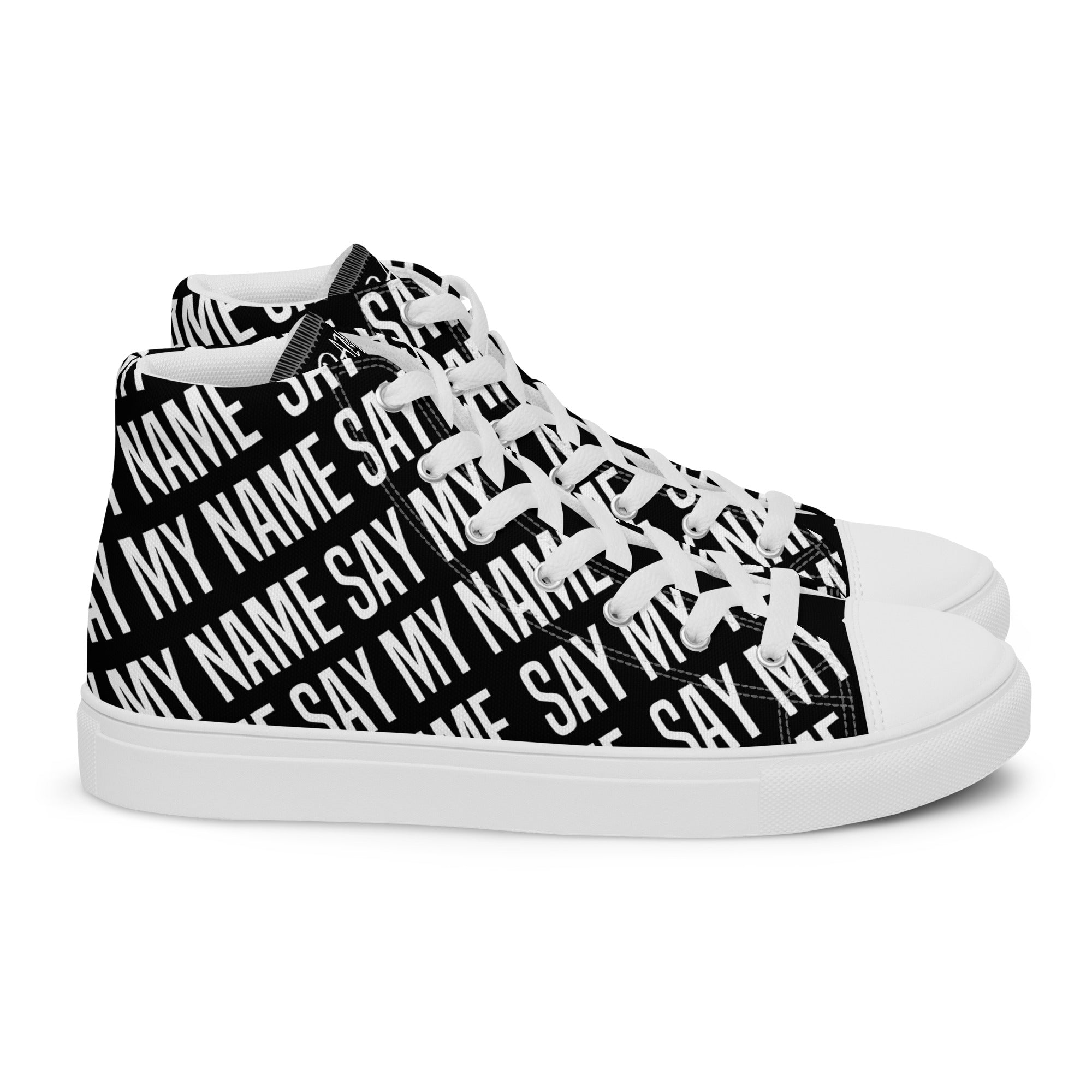 "SAY MY NAME" women's high black canvas sneakers multi