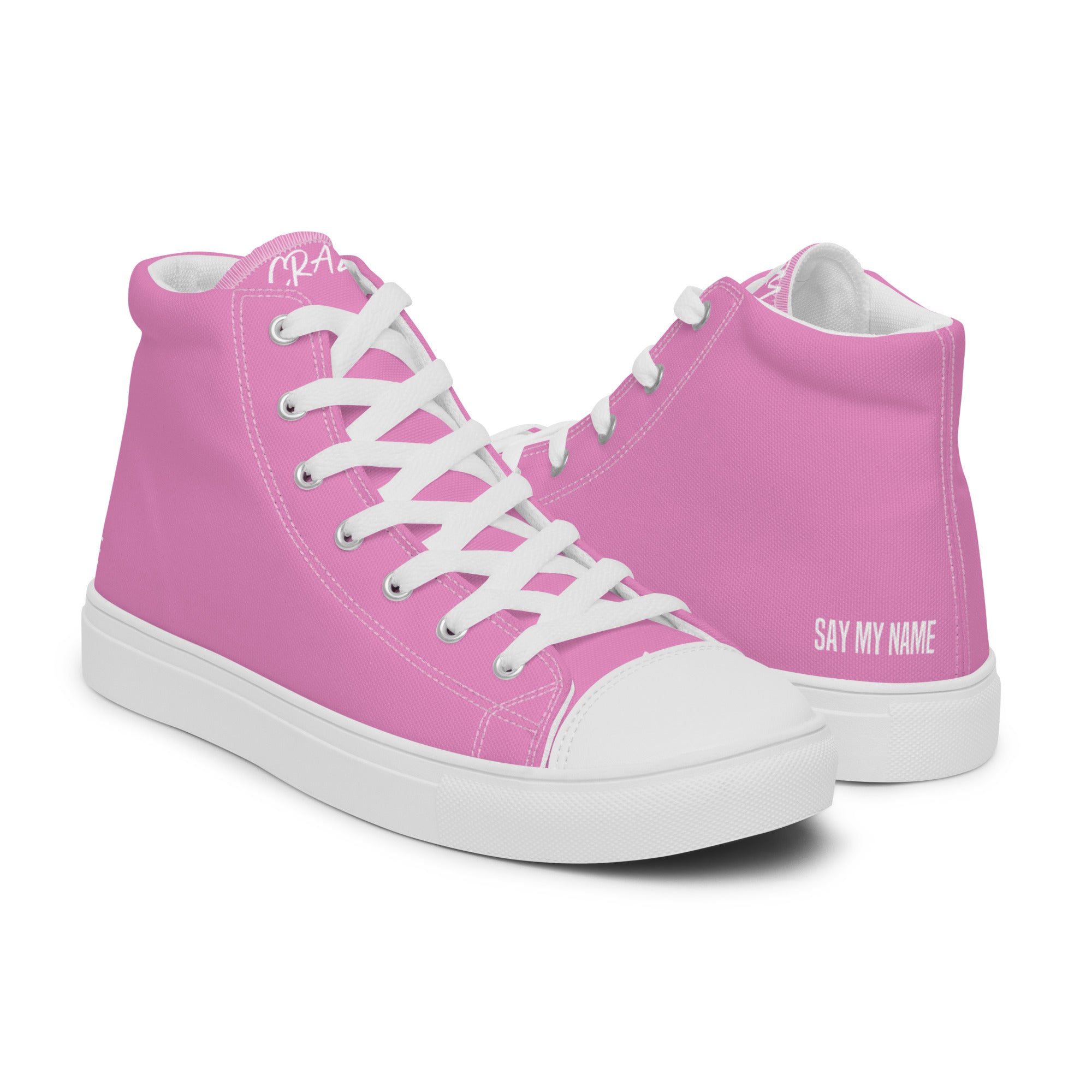 "SAY MY NAME" women's high-top pink canvas sneakers