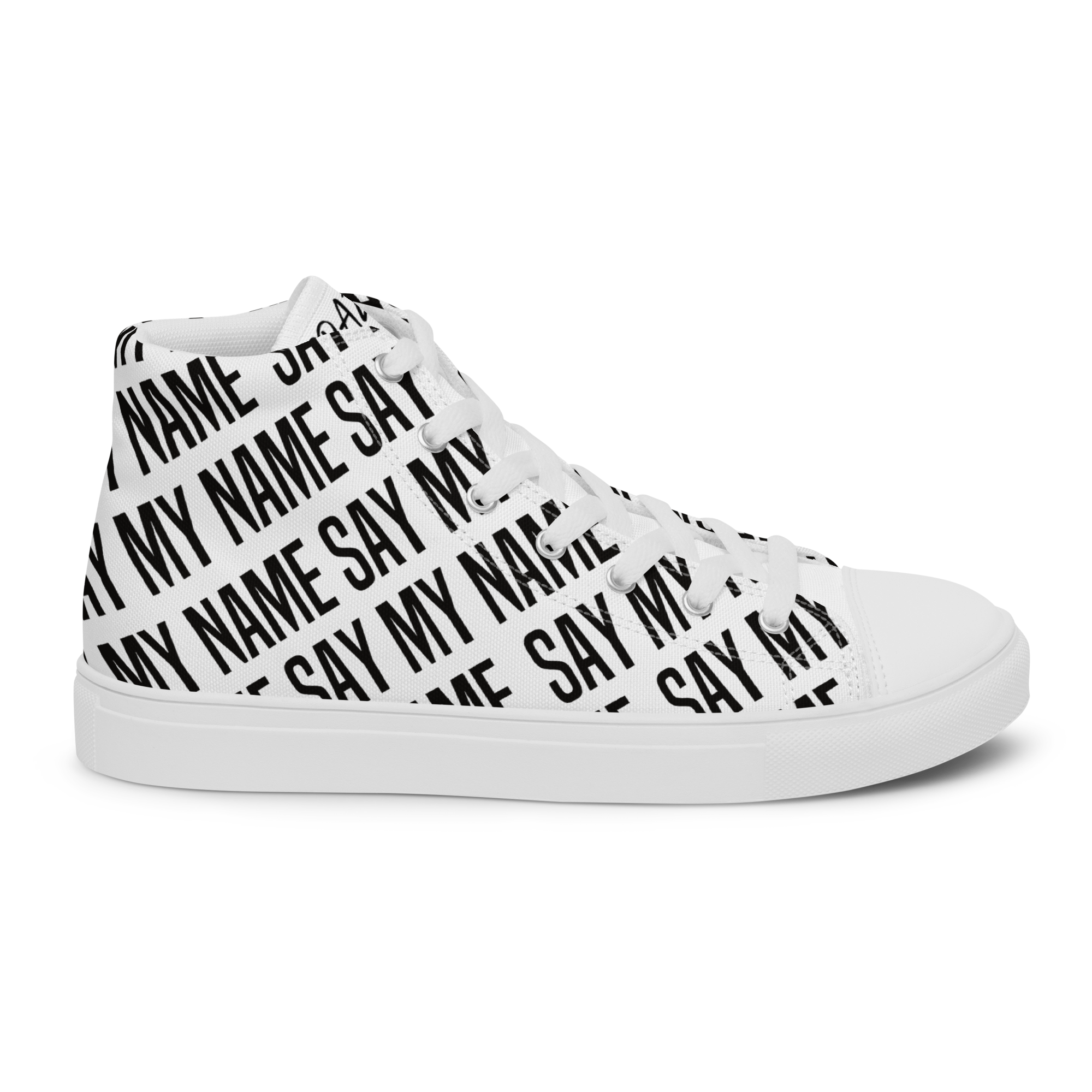 Women's high-top canvas sneakers "SAY MY NAME" Multi black